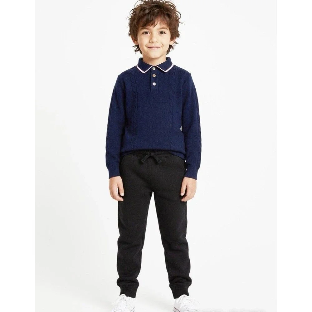 Boys Fleece Jogger Pants Size XS 4-5 Years Sweatpants Black NWT